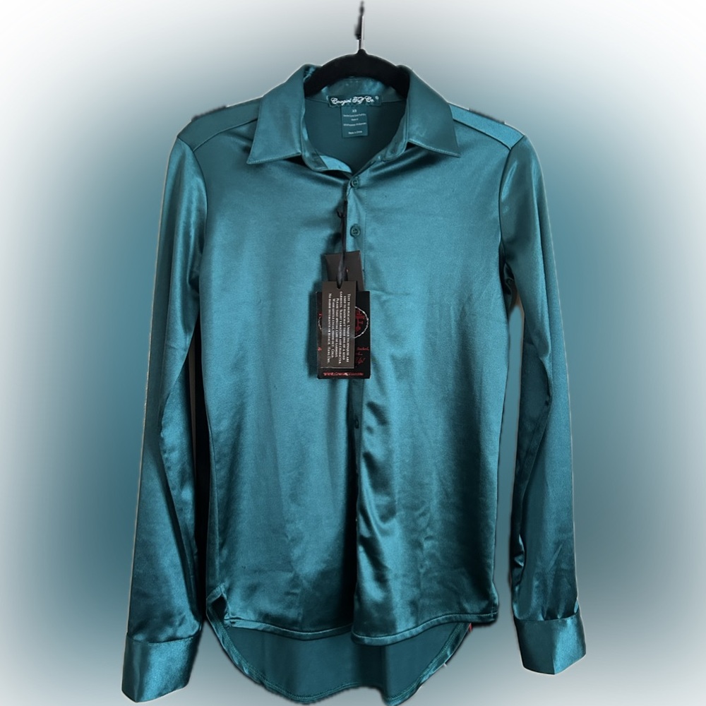 Cowgirl Tuff Deep Turquoise Satin Lightweight Stretch Pullover Horse Show Shirt